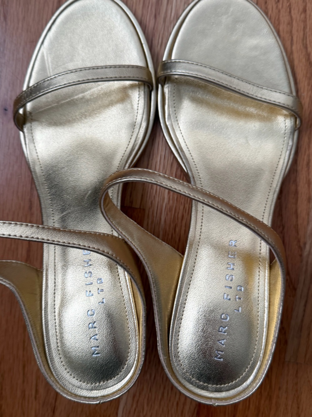 Marc Fisher LTD Gold Alonde Kitten Heel Sandal - Picture 3 of 5